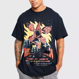 Men's Dark Gray Short Sleeve T-<b>Shirt</b> With Blue Rocker Playing Guitar In <b>Flames</b> Photo Print O-Neck Casual Fit Regular Length - Product Image 2