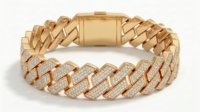 Pulsera Clásica Unisex de Diamante Natural con Corte Brillante Redondo, Chapada en Oro de 18K, para Bodas y Aniversarios