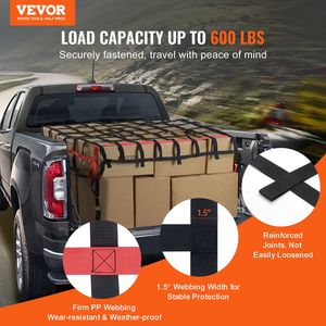 Rete da carico resistente per pianale camion 96x72 pollici con 4 cinghie regolabili, fibbie e ganci a S - Accessorio antiusura - Product Image 2