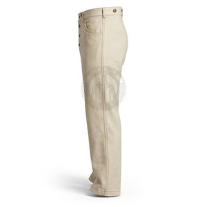 Pantalon Homme Taille Personnalisée Style Guerre Civile, Coupe Droite d'Inspiration Vintage, Tissu Toile Léger et Écologique, Boutons Sécurisés - Product Image 4