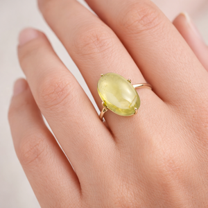 Brass Gemstone <b>Ring</b> Lemon <b>Quartz</b> Bezel Set Oval Statement <b>Ring</b> Handmade Glam Women's Jewelry Wholesale Gift - Product Image 4