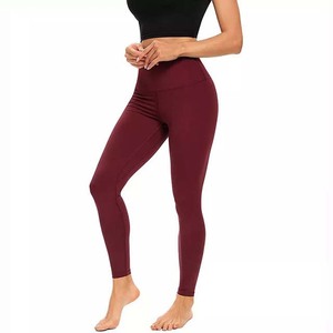 Vente en gros de leggings de sport personnalisés de haute qualité pour femmes, vêtements de sport actifs, leggings de fitness, leggings en spandex et polyester couleur bordeaux - Product Image 3