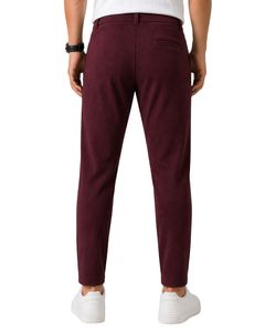 Pantalon de jogging décontracté pour homme, coupe slim, couleur bordeaux, taille élastique avec cordon de serrage, tissu doux, confortable pour un usage quotidien, look élégant - Product Image 2