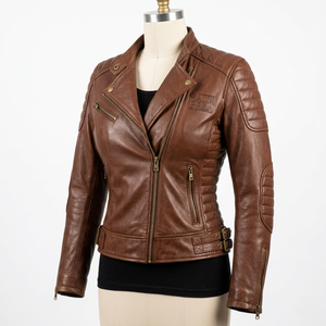 Customized Women's Leather <b>Biker</b> <b>Jacket</b> | Slim Fit Fashion | Bespoke Service - Product Image 6