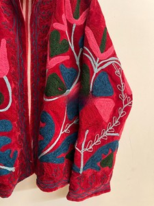 Maroon Velvet <b>Jacket</b> for Women Premium Handcrafted Kashmiri Style Floral Aari Embroidery Work Elegant Ethnic Winter Wear <b>Jacket</b> - Product Image 3
