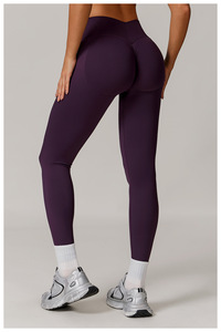 Leggings de yoga sans couture pour femmes, effet froncé aux fesses, taille haute, dos en V, pour la gym et le fitness, sans effet camel toe, OEM ODM, vente en gros - Product Image 5