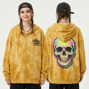 Sudadera con Capucha Personalizada de 350GSM con Gráfico de Bosque de Bambú Verde Menta, Estampado de Esqueleto para Meditación Zen, Simbolismo Yin Yang, Fabricante de Ropa Urbana - Product Image 6