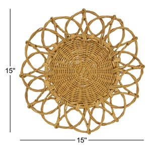 Natural Rattan Woven <b>Placemats</b> <b>Set</b> Handmade Table Chargers for Kitchen Dining and Rustic Wedding Tables Wholesale - Product Image 5