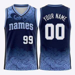 Camiseta de Baloncesto Azul Marino Personalizada ODM, Unisex, Cuello en V, Sin Mangas, Sublimada, Impresa, Antibacteriana, Transpirable, de Secado Rápido, para Equipo - Product Image 1