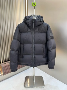 Hooded Puffer Jacket Heavyweight Quilted <b>Bubble</b> <b>Coat</b> Monogram Jacquard Panel Shoulder Winter Jacket High Quality Waterproof - Product Image 2