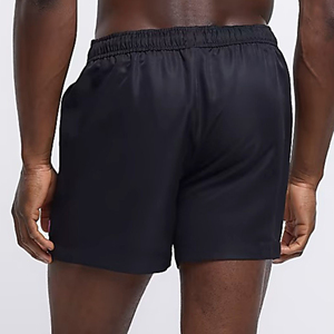 Men's Solid <b>Black</b> Quick Dry Swim Shorts Mid Waist Elastic Waist Casual Short Shorts Polyester Pockets - Product Image 6