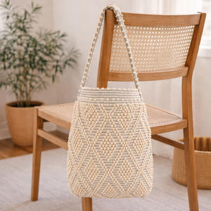 Bolsos de Mano Marrones Estilo Boho con Cordón y Flecos, Patrón de Diamantes, Gran Venta, Bolsos Boho para Fiesta y Playa - Product Image 2