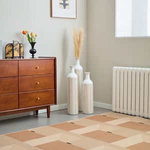 Juego de 3 Jarrones Grandes de Metal Blanco Esmaltado de Estilo Moderno, Hermosa Decoración para el Hogar, Jarrón de Metal para Piso - Product Image 1