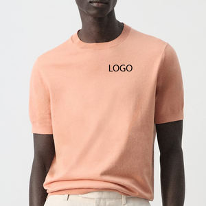 Service OEM : Conception de haut à manches courtes en coton respirant, polyvalent, pour un usage quotidien, couleur unie / col rond - Product Image 1