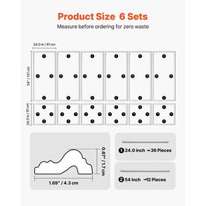 Kit di 6 Pannelli Leggeri per Rivestimento Murale, Facile Installazione, Impermeabili, Verniciabili, in Polistirene, per Pareti Decorative - Product Image 2