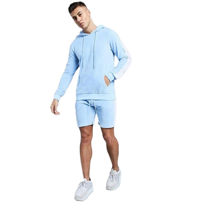 ชุดเสื้อฮู้ดดี้โอเวอร์ไซส์กันหนาวคุณภาพสูงและกางเกงขาสั้นสีเขียวอ่อน ชุดออกกำลังกายสำหรับผู้ชาย OEM - Product Image 6