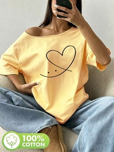 <b>Women</b> <b>Black</b> Oversized Short Sleeve T <b>Shirt</b> Solid Color Casual Knitted Top Regular Length Oversized cotton t-<b>shirt</b> Shoulder - Product Image 6