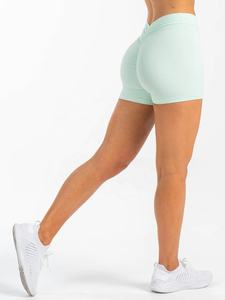 Shorts de yoga pour femmes de haute qualité, à dos en V, séchage rapide, respirant, taille élastique, uni, avec effet push-up, personnalisés pour l'entraînement et le fitness - Product Image 4