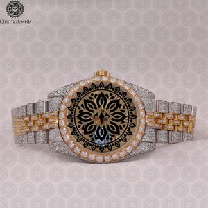 Charm_Jewells Luxury Stainless Steel <b>Watch</b> 38mm Round <b>Case</b> Analog Quartz Movement Diamond Encrusted Folding Clasp Women - Product Image 1