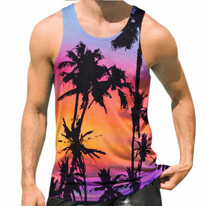 Camiseta sin mangas gráfica personalizada para hombre, camiseta sin mangas de verano con estampado de palmeras, chaleco deportivo para gimnasio, camiseta informal de playa - Product Image 4