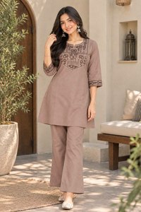 Conjunto de Top Corto y Pantalones Palazzo de Algodón Dabu Premium para Mujer – Ropa India Cómoda para Uso Casual y de Oficina - Product Image 4