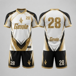 Tela de poliéster ligera y transpirable para uniforme de fútbol profesional, conjunto deportivo premium personalizado de camiseta y pantalones cortos. - Product Image 6