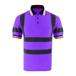 Polo violet haute visibilité à manches courtes, vêtements de travail réfléchissants, uniforme - Product Image 1