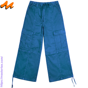 Pantalones Cargo Casuales de Verano para Mujer MASTER TEXTILE, Color Sólido, Pierna Ancha, Transpirables, Cintura Media, Hechos con Tela de 7.37 oz - Product Image 1