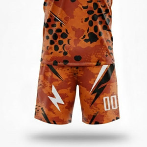 Custom Sublimated <b>Soccer</b> Jersey Set Orange Leopard Print Short Sleeve Uniforms Adult Unisex Quick Dry 100% Polyester - Product Image 4