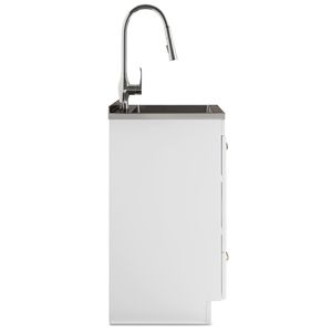 Mobile Lavanderia Lawrence 24 Pollici Bianco con Rubinetto e Lavello in Acciaio Inox, Elettrodomestico Premium - Product Image 3