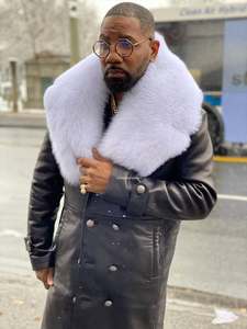 Veste d'aviateur en cuir véritable Eoin Winston Sports avec col en fourrure bordeaux, veste d'hiver pour homme - Product Image 3