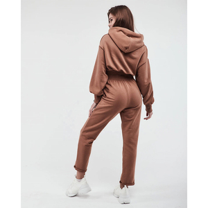 Conjunto de Sudadera con Capucha Unisex con Logotipo, Top Corto para Mujer, Traje Deportivo, Chándal de Talla Grande, Colección de 2 Piezas para Mujer - Product Image 3