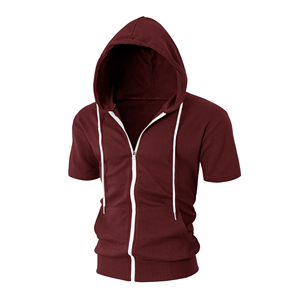 Wholesale Men's Short Sleeve Zipper <b>Hoodie</b> <b>Lightweight</b> <b>Hoodie</b> Comfortable Athletic Apparel for Active Lifestyles and Commuting - Product Image 3