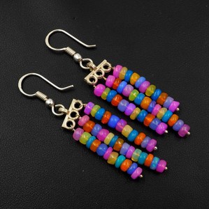 Boucles d'oreilles en opale éthiopienne, perles multicolores, argent sterling 925, plaqué or 18 carats, style bohème, pour femmes - Product Image 3