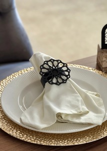 Modern Hollow Metal Napkin Ring 4.5cm Width Black Design for Wedding <b>Table</b> Decoration - Product Image 6