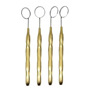 Miroir buccal dentaire avec manche moleté doré, instrument manuel, outil chirurgical de classe I - Product Image 6