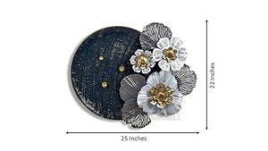Contemporary Metal <b>Wall</b> Art Floral Design Circular <b>Decorative</b> Accent Handmade Home Hanging Artwork - Product Image 4