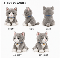 Peluche chat mignon Kawaii Divyas, en coton PP doux, brodée, animal en peluche réconfortant, poupée câline avec doublure en fourrure de lapin, idéale pour les fêtes