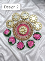 Tapis décoratif Patola Rangoli pour le sol, plateau de centre de table pour mariage, thali de Diwali et décoration pour les festivals indiens, décoration intérieure