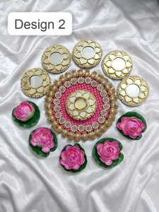 Tapis décoratif Patola Rangoli pour le sol, plateau de centre de table pour mariage, thali de Diwali et décoration pour les festivals indiens, décoration intérieure - Product Image 3