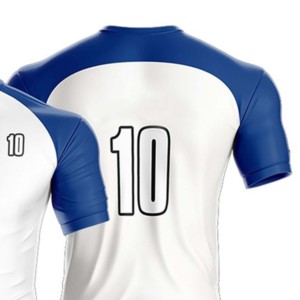 Shorts de football bleus pour hommes avec numéro 10 blanc imprimé par sublimation, taille élastique, coupe régulière, vêtements de sport toutes saisons - Product Image 2