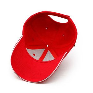 <b>Red</b> 6-Panel Baseball Cap Unisex Fitted Cotton Solid Color Casual Hat for Adults - Product Image 6