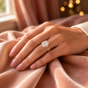 Anillo de Compromiso de Oro Amarillo de 18K con Halo Oculto de Moissanita, Anillo de Boda Elegante con Diamante Radiante, Regalo de Cumpleaños para Ella - Product Image 6