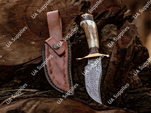 มีดเหล็กดามัสกัสตีขึ้นรูปด้วยมือ ใบมีดคงที่ สำหรับตั้งแคมป์ ล่าสัตว์ ด้ามเขาสัตว์  ขายส่ง รับผลิตแบบ OEM/ODM  รองรับการปรับแต่งตามความต้องการ  ขั้นต่ำในการสั่งซื้อน้อย - Product Image 4