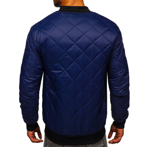 Blouson bomber matelassé bleu pour homme avec fermeture éclair, coupe-vent, vêtement d'extérieur décontracté, idéal pour l'automne - Product Image 2