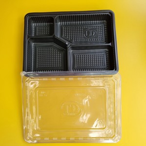 Envase de plástico desechable para alimentos con 1 compartimento, tapa de PET, color negro, tipo lonchera para llevar, listo para enviar, precio bajo de fábrica. - Product Image 5