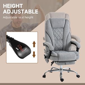 Poltrona Direzionale da Ufficio Riscaldata con Massaggio, Reclinabile, con Altezza Regolabile e Poggiapiedi, Base in Nylon, Sedia da Capo - Product Image 5