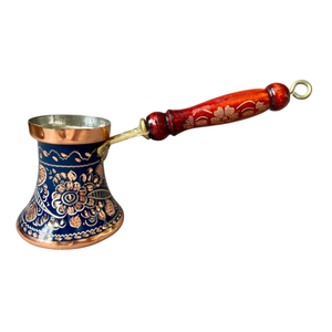 Handmade Engraved Brass Turkish <b>Coffee</b> Pot Cezve Ibrik With Heat-Resistant Wooden Handle Traditional Stovetop <b>Coffee</b> Maker - Product Image 5