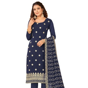 Heavy Fox Blooming Georgette Brodé Diamant Travail Salwar Costume Tenue de soirée collection de robes - Product Image 1