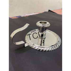 Support de bougie en laiton fait main avec coque en argent et poignée, pour chandelier, fournitures événementielles, articles de décoration de table - Product Image 3